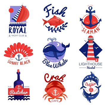colección de logotipos marinos